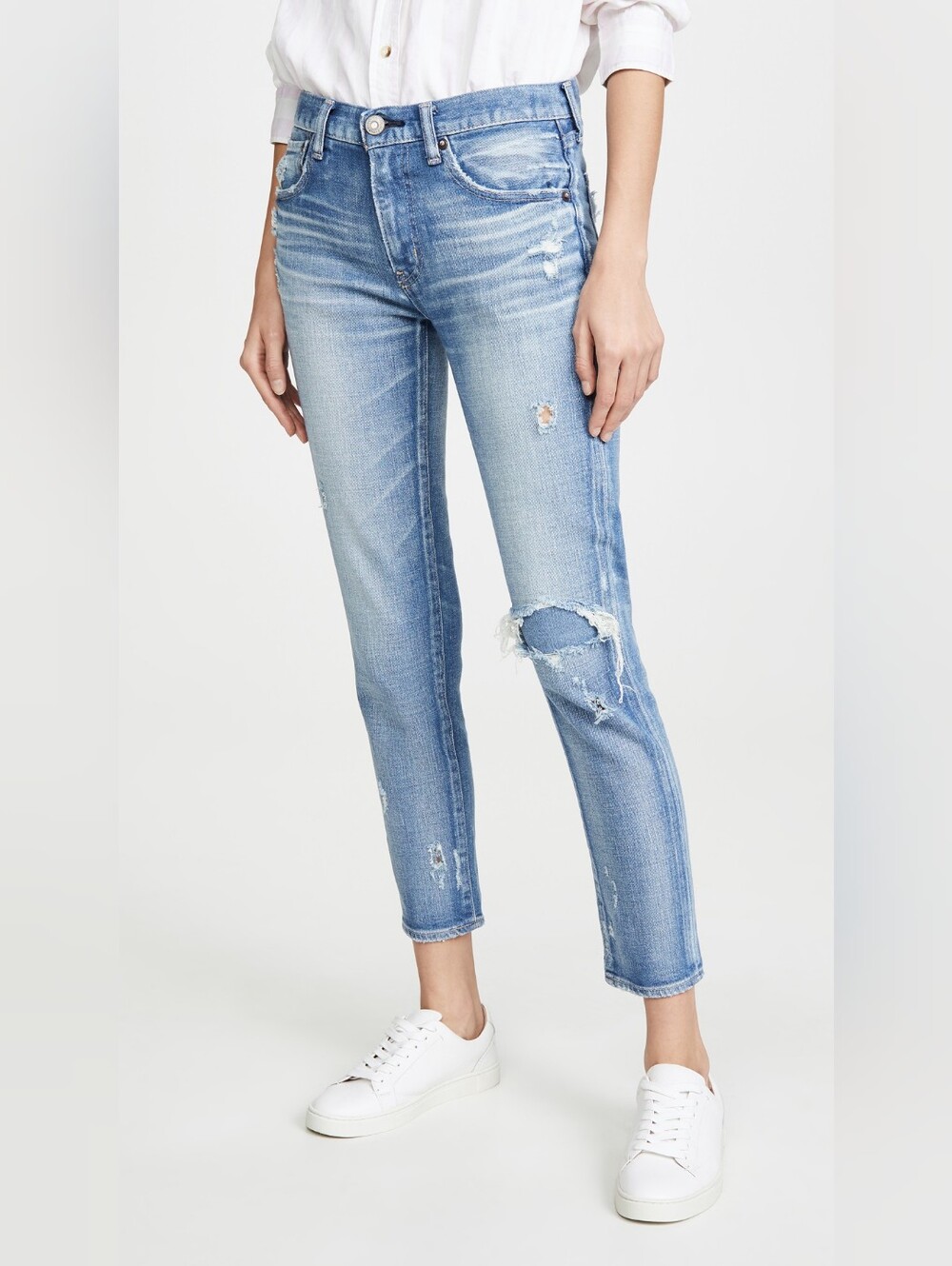 Moussy Vintage Lenwood Slim Straight Crop Jeans Sz 27 Distressed Faded Mid Rise